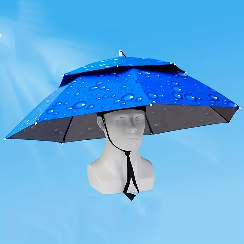 Stylish Outdoor Adjustable Sun and Rain Hat Umbrella Head Fishing Umbrella Sun Hat Tea Picking Hat Straw Hat Windproof Umbrella
