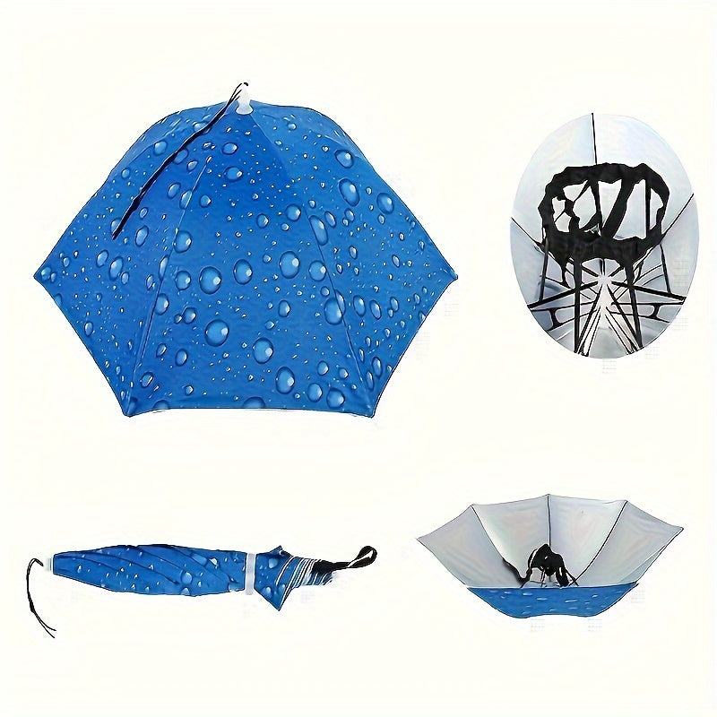 Stylish Outdoor Adjustable Sun and Rain Hat Umbrella Head Fishing Umbrella Sun Hat Tea Picking Hat Straw Hat Windproof Umbrella