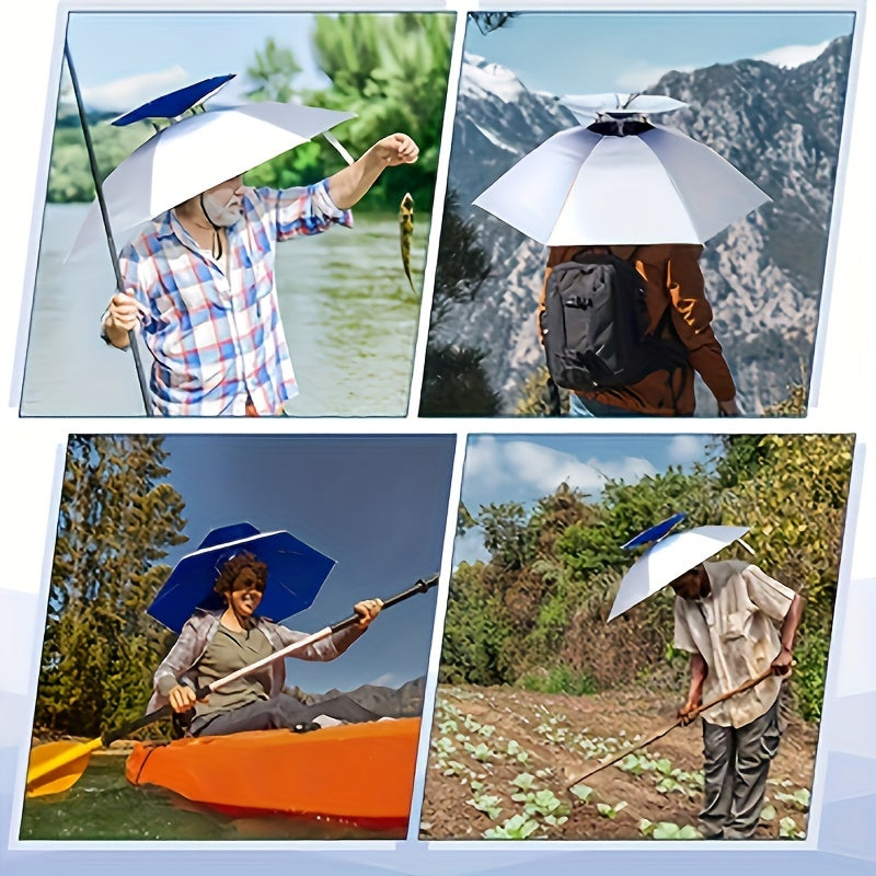 Stylish Outdoor Adjustable Sun and Rain Hat Umbrella Head Fishing Umbrella Sun Hat Tea Picking Hat Straw Hat Windproof Umbrella