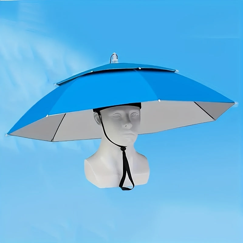 Stylish Outdoor Adjustable Sun and Rain Hat Umbrella Head Fishing Umbrella Sun Hat Tea Picking Hat Straw Hat Windproof Umbrella