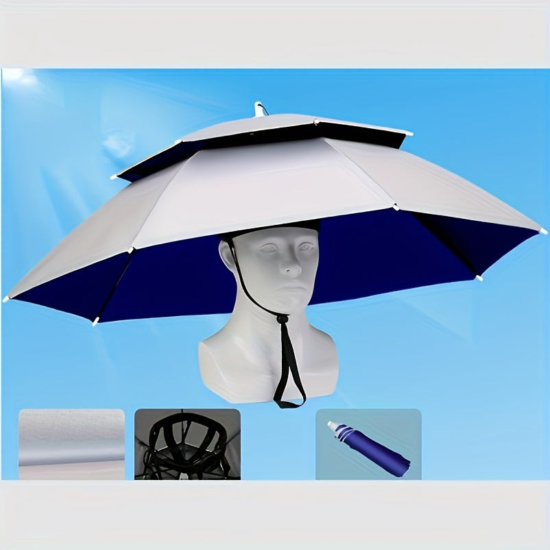 Stylish Outdoor Adjustable Sun and Rain Hat Umbrella Head Fishing Umbrella Sun Hat Tea Picking Hat Straw Hat Windproof Umbrella