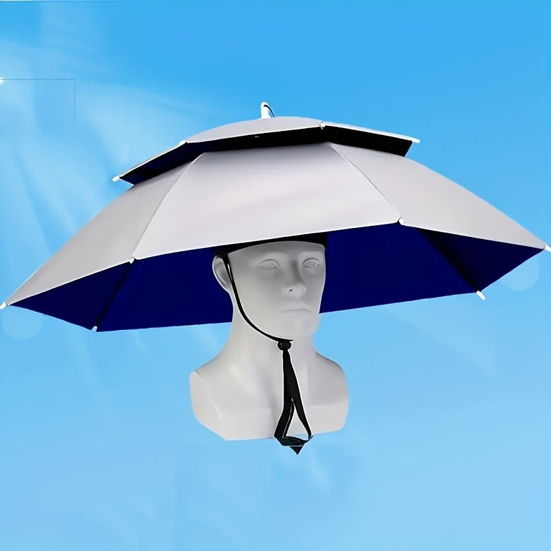 Stylish Outdoor Adjustable Sun and Rain Hat Umbrella Head Fishing Umbrella Sun Hat Tea Picking Hat Straw Hat Windproof Umbrella