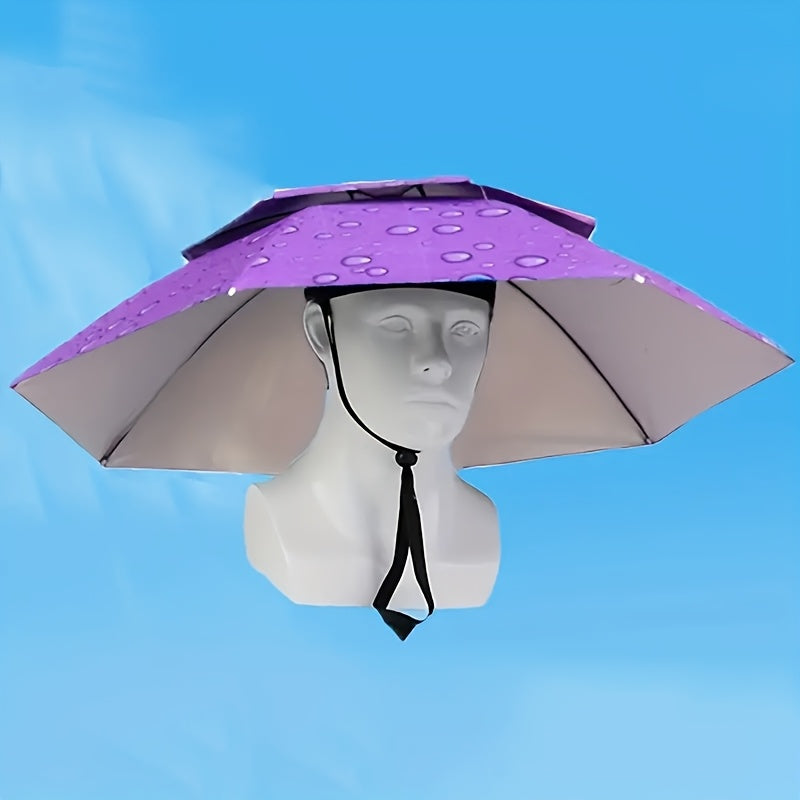Stylish Outdoor Adjustable Sun and Rain Hat Umbrella Head Fishing Umbrella Sun Hat Tea Picking Hat Straw Hat Windproof Umbrella