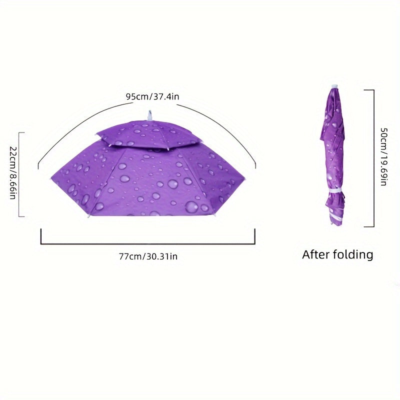 Stylish Outdoor Adjustable Sun and Rain Hat Umbrella Head Fishing Umbrella Sun Hat Tea Picking Hat Straw Hat Windproof Umbrella