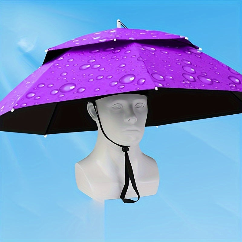 Stylish Outdoor Adjustable Sun and Rain Hat Umbrella Head Fishing Umbrella Sun Hat Tea Picking Hat Straw Hat Windproof Umbrella