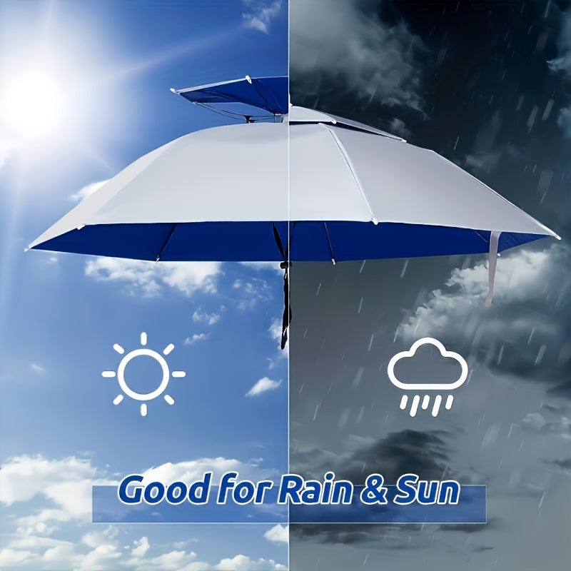 Stylish Outdoor Adjustable Sun and Rain Hat Umbrella Head Fishing Umbrella Sun Hat Tea Picking Hat Straw Hat Windproof Umbrella