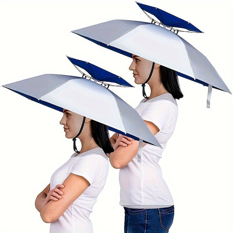 Stylish Outdoor Adjustable Sun and Rain Hat Umbrella Head Fishing Umbrella Sun Hat Tea Picking Hat Straw Hat Windproof Umbrella