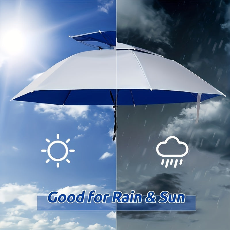 Stylish Outdoor Adjustable Sun and Rain Hat Umbrella Head Fishing Umbrella Sun Hat Tea Picking Hat Straw Hat Windproof Umbrella