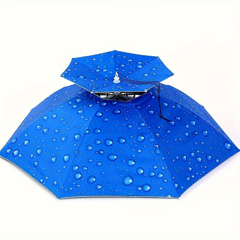Stylish Outdoor Adjustable Sun and Rain Hat Umbrella Head Fishing Umbrella Sun Hat Tea Picking Hat Straw Hat Windproof Umbrella