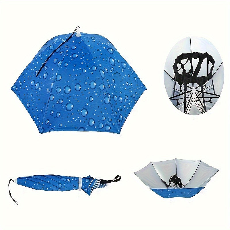 Stylish Outdoor Adjustable Sun and Rain Hat Umbrella Head Fishing Umbrella Sun Hat Tea Picking Hat Straw Hat Windproof Umbrella