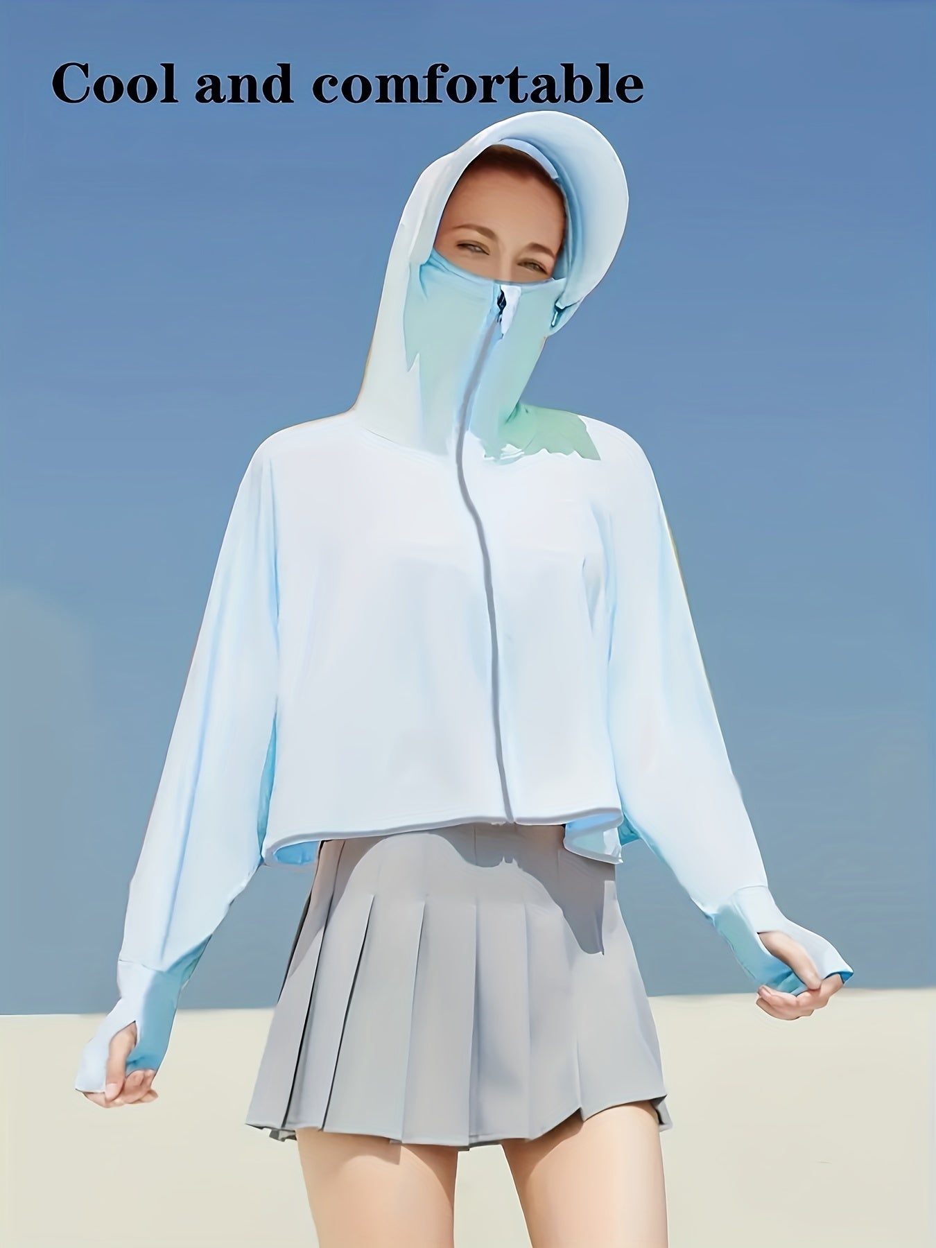 Womens Spring Summer UV Block Ice Silk Sun Protection Jacket with Hood