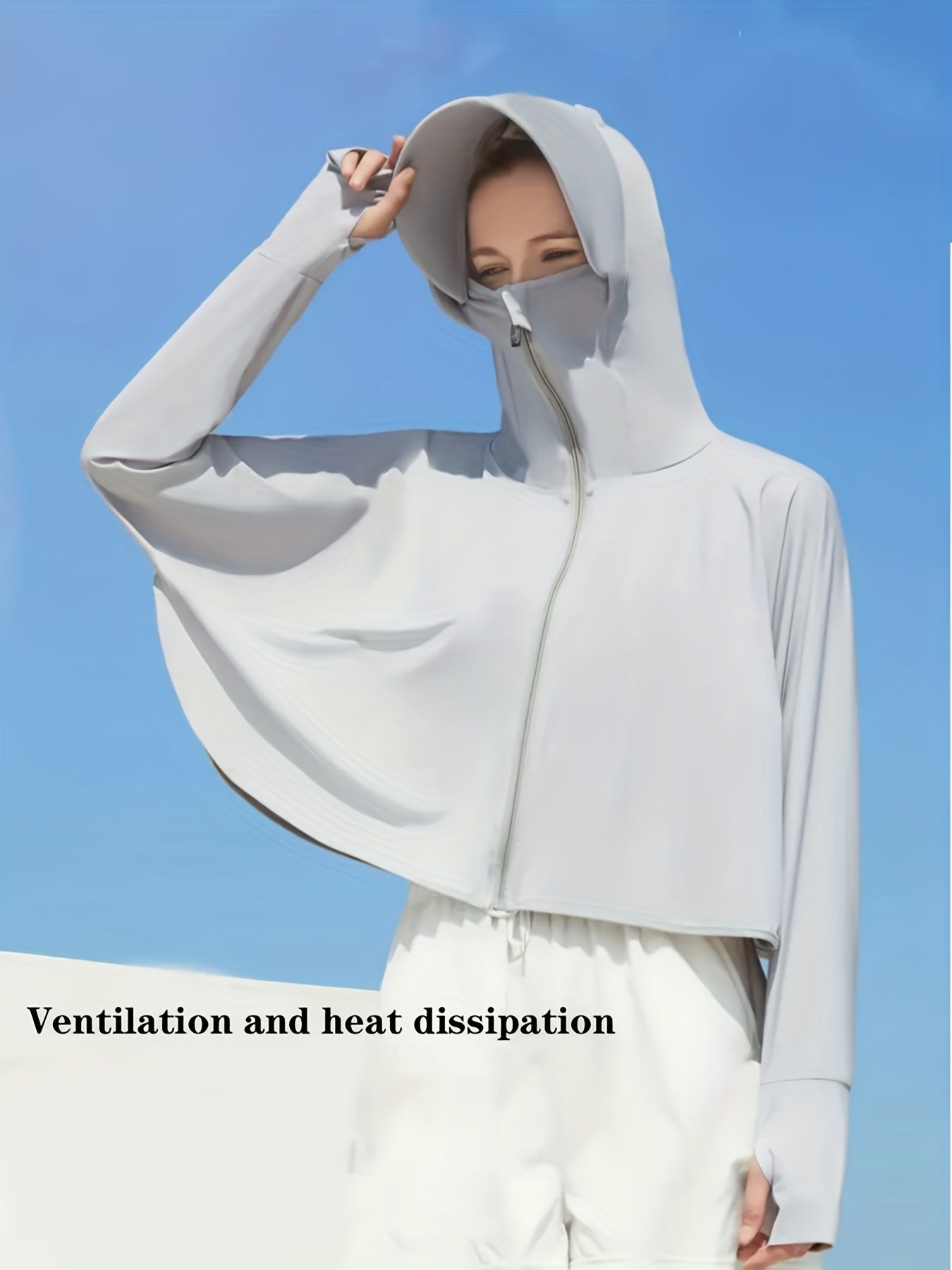 Womens Spring Summer UV Block Ice Silk Sun Protection Jacket with Hood