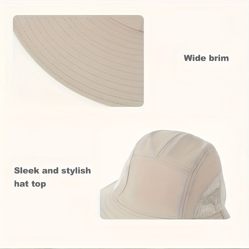 Unisex Outdoor Mesh Hat & Integrated Face Mask - Breathable Fishing Hat With Adjustable Chin Strap, Wide Brim For Camping, Hiking, Black, Camping Accessories