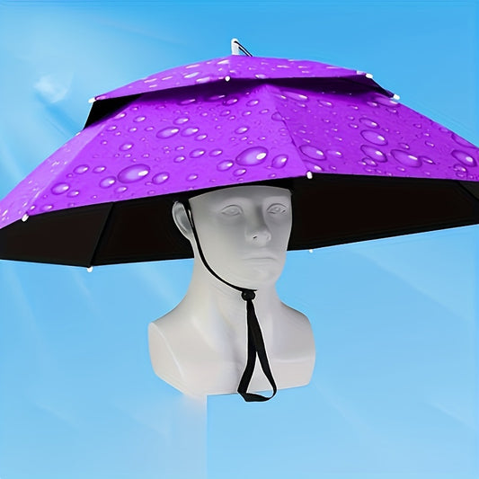 Stylish Outdoor Adjustable Sun and Rain Hat Umbrella Head Fishing Umbrella Sun Hat Tea Picking Hat Straw Hat Windproof Umbrella